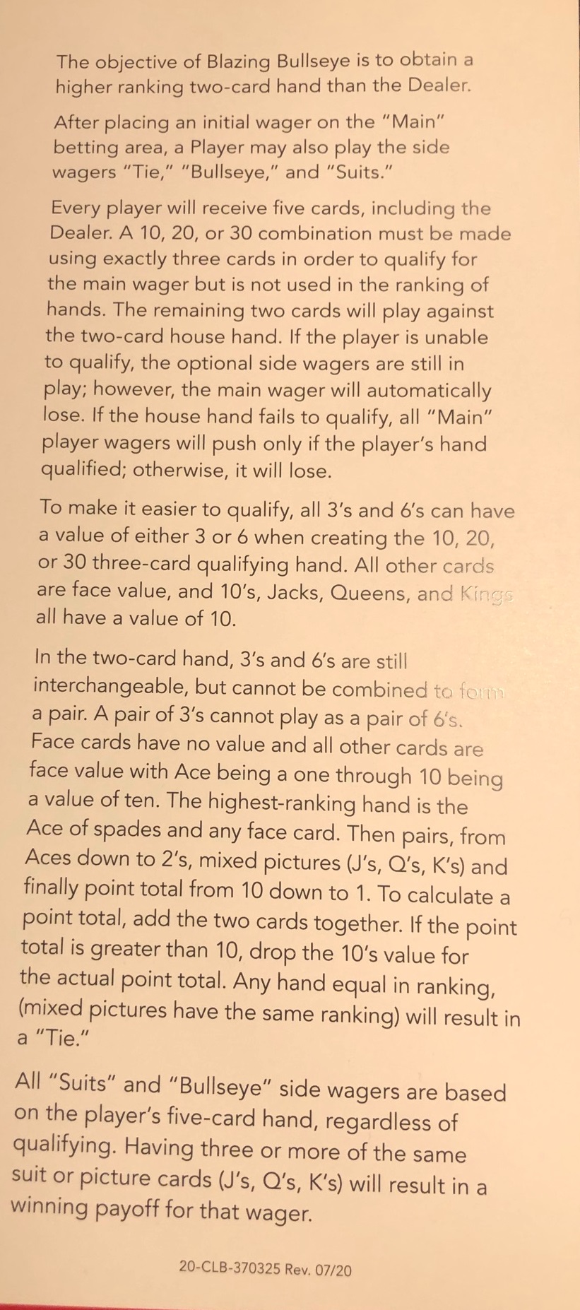 пылающая мишень, обратная сторона карточки