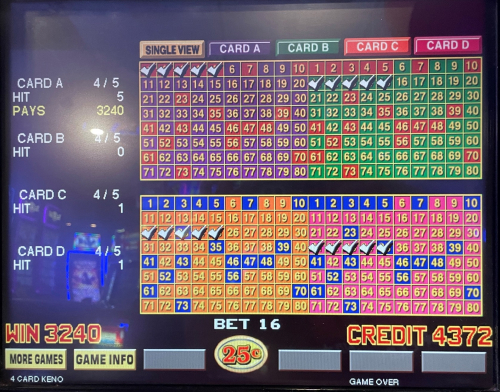 кено из четырех карт