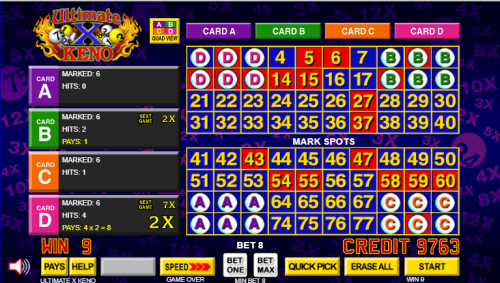 пример 1 игры Ultimate X Keno