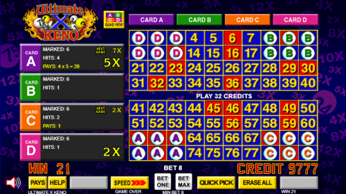 пример 3 игры Ultimate X Keno